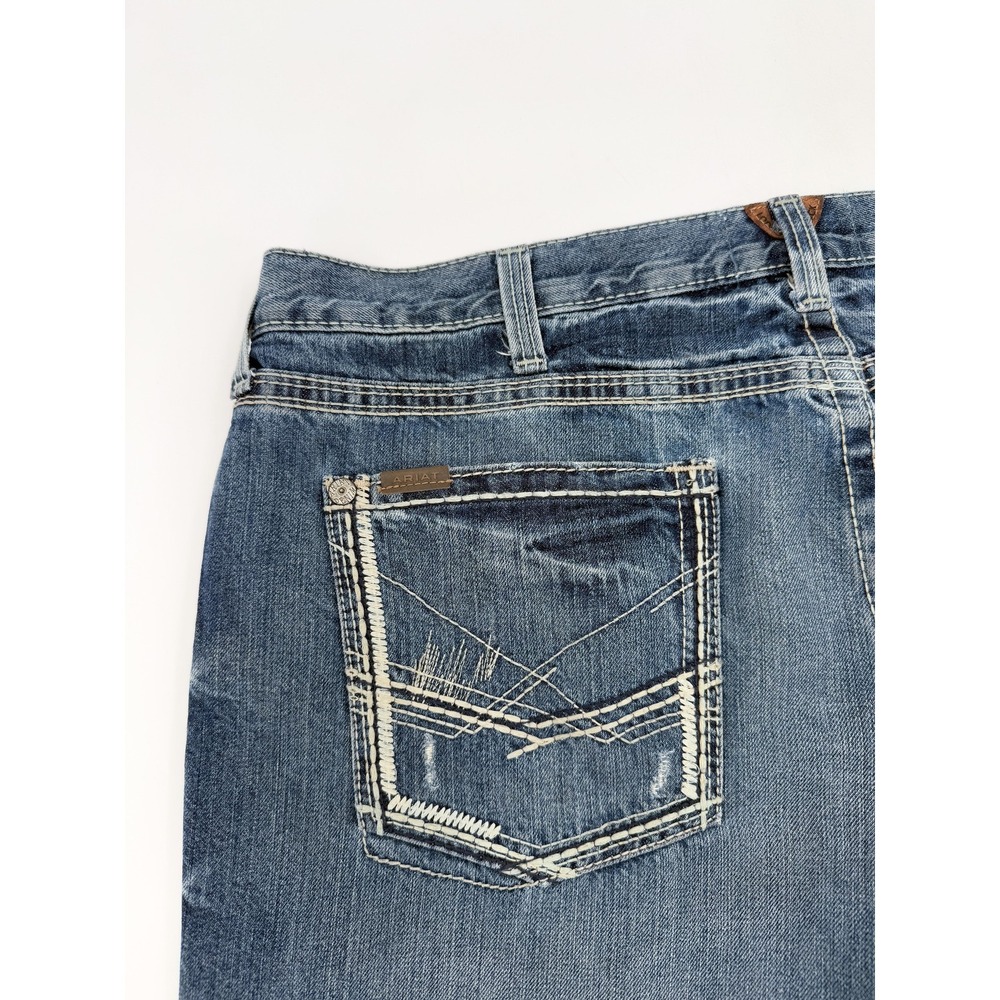 Ariat Jeans Mens 40 Blue M5 Straight Fit Straight Leg Denim Distressed - Picture 6 of 16